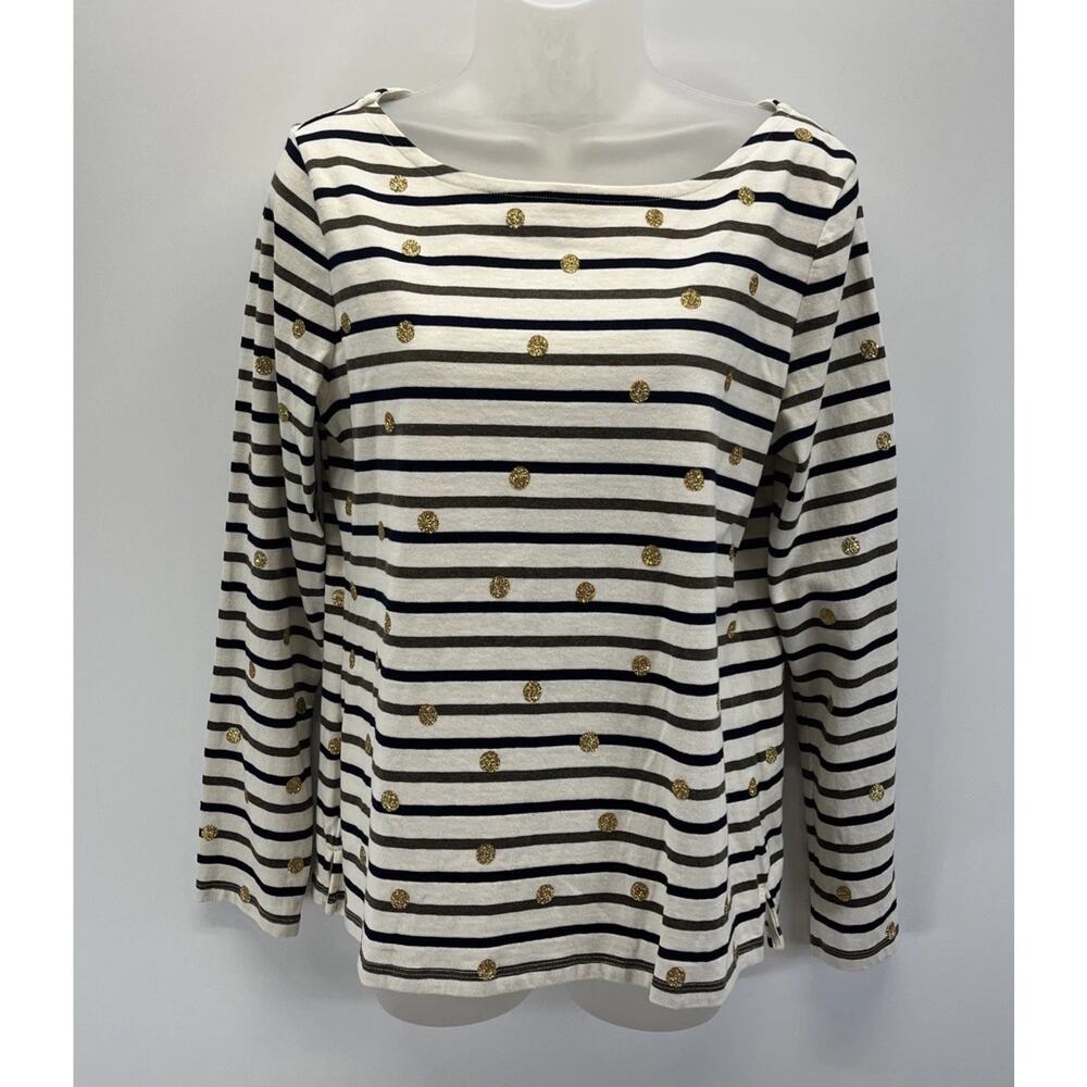 𝅺talbots cream colored long sleeve top with gold sparkly dots. Size M